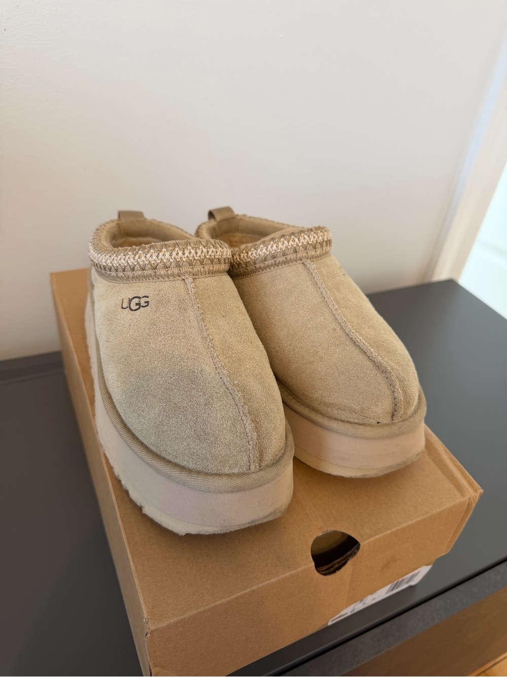 UGG Women’s Beige Suede Slip-On Clog
